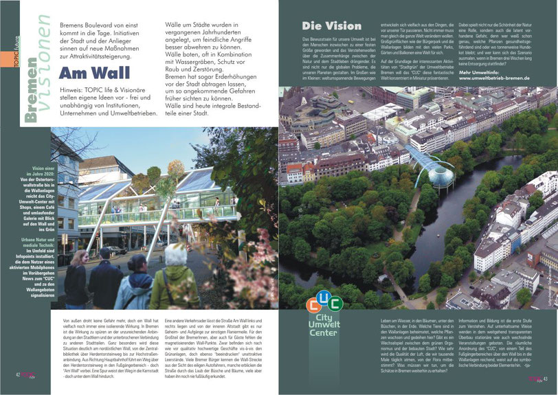 "Am Wall" Bremen  |  Vision eines Umwelt´-Info-Centers als Publikums-Attraktion  | Veröffentlicht im TOPIc life Magazin